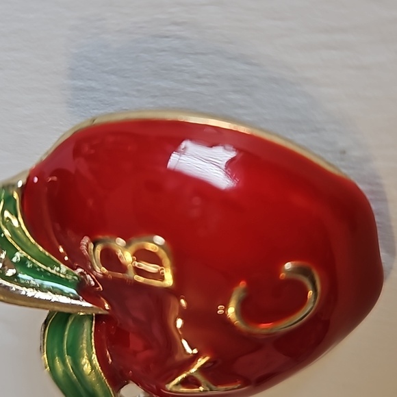 Enamel & Rhinestone ABC Apple Pin - Picture 3 of 5